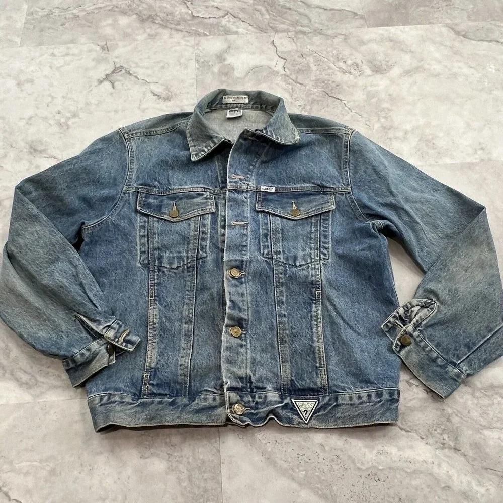 Vintage Guess Georges Marciano Denim Jean Jacket Mens Size Large 80s Big‎ Logo